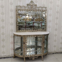 خرید، قیمت و مشخصات آینه کنسول برنز ویترین دار مدل گل، خرید مستقیم از تولید کننده_ هنرظریف