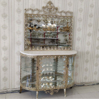 خرید، قیمت و مشخصات آینه کنسول برنزی ویترینی مدل گل آفتابگردان تاج دار، با قیمت مناسب_ هنرظریف