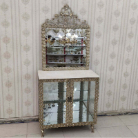 خرید، قیمت و مشخصات آینه کنسول برنزی ویترین دار مدل گل رز برجسته، با قیمت مناسب_ هنرظریف