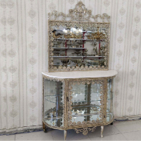 خرید، قیمت و مشخصات آینه کنسول برنزی ویترینی مدل گل رز نیم گرد، شیک و مدرن_ هنرظریف