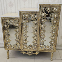 خرید، قیمت و مشخصات جاکفشی برنزی مدل گل آفتابگردان سه طبقه با آبکاری، ساده و شیک_ هنرظریف