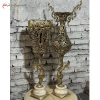 خرید آنلاین، سرویس گلدان برنزی ایستاده با سطل زباله و پایه های سنگی طرح فرشته با طراحی شکیل و متفاوت، با قیمت عالی | هنرظریف