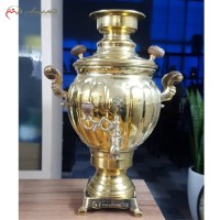 خرید، قیمت و مشخصات سماور برقی ذغالی 3 لیتری مدل ترکدار ممتاز، بدنه ی برنجی با رنگ طلایی و طراحی شیک و خاص، زیر قیمت بازار | هنرظریف