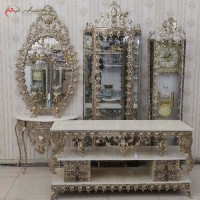 خرید آنلاین، سرویس چهار پارچه برنزی طرح گل آفتابگردان رنگ ثابت دارای گارانتی، پر نقش، زیر قیمت بازار | هنرظریف