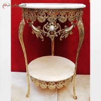 خرید آنلاین، میز تلفن برنزی 3 پایه مدل  گل رز دو طبقه و صفحه سنگ مرمر، زیر قیمت بازار | هنرظریف