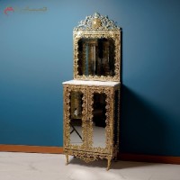 خرید آنلاین، جا کفشی آلیاژی قاب دار و  آینه دار با صفحه ام دی اف با رنگ زیبای طلایی، ضمانت 5 ساله، زیر قیمت بازار | هنرظریف