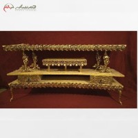 خرید آنلاین، میز تلویزیون با بدنه از جنس برنز و صفحه ام دی اف طرح سنگ، شکیل و چشم نواز، زیر قیمت بازار | هنرظریف