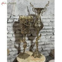 خرید آنلاین، سرویس گلدان و سطل و جا دستمال کاغذی برنزی طرح ملکه بالدار با پایه فلزی و کیفیت عالی، زیر قیمت بازار | هنرظریف