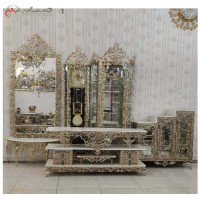 خرید آنلاین، سروس کامل بوفه برنزی طرح گل سرخ دارای گارانتی رنگ بدنه، پر نقش، زیر قیمت بازار | هنرظریف