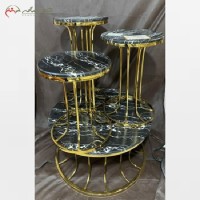 خرید آنلاین، میز عسلی ( جلو مبلی )از جنس برنز و سنگ مشکی با ضمانت همراه با پایه های متفاوت، زیر قیمت بازار | هنرظریف