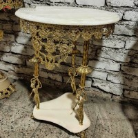 خرید آنلاین، میز 3 پایه با سنگ مرمر طرح بانو از جنس برنز و پایه های با دوام بدون لقی، بدون تغییر رنگ با گارانتی، با قیمت عالی | هنرظریف