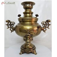 خرید آنلاین، سماور 6 لیتر ذغالی برنجی کد 114 مدل عدسی ریخته گری شده، پایه هایی شبکه ای، گارانتی ثبات رنگ، زیر قیمت بازار | هنرظریف