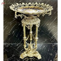 خرید آنلاین، میوه خوری کنار سالنی متریال برنز طرح گل و پایه ماهی بسیار زیبا، زیر قیمت بازار | هنرظریف