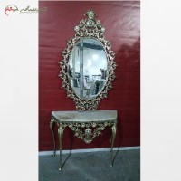 خرید آنلاین، آینه کنسول برنجی در طرح شیپوری و بدنه با دوام و رنگ ثابت، طراحی آنتیک و زیبا، با قیمت عالی | هنرظریف
