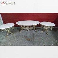 خرید آنلاین، جلو مبلی ( میز عسلی ) برنزی بیضی مدل تاج دار و رنگ ثابت با ضمانت، با پایه هایی طرح ماهی، زیر قیمت بازار | هنرظریف