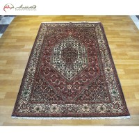 خرید آنلاین، قالیچه بیجار کد 39427 در طرح زمینه ماهی و ترنج با دوام رنگ بالا، حاشیه کرم با ضمانت ماندگاری فرش، با قیمت عالی | هنرظریف