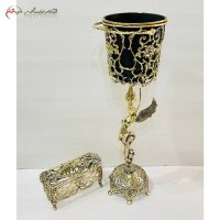 خرید آنلاین، سطل و جا دستمال کاغذی برنزی در طرح فرشته و گل رز  برجسته با پایه توری شکل، در ابعاد بزرگ، با قیمت مناسب | هنرظریف