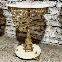 خرید آنلاین، میز تلفن برنزی در طرح گل رز تاج دار کار شده با طراحی عالی، رویه سنگ مرمر با رنگ مرغوب، زیر قیمت بازار | هنرظریف