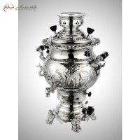 خرید آنلاین، سماور برنجی 6 لیتری آبکاری شده، مدل روسی لبه ریخته گری و سنتی، دارای ضمانت، ب قیمت عالی | هنرظریف