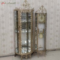 خرید آنلاین، ست ساعت ایستاده تاج دار و بوفه نیم گرد برنزی، در طرح گل رز، رنگ طلایی، دارای ضمانت، با قمیت مناسب | هنرظریف