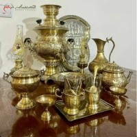 خرید آنلاین، سرویس 13 پارچه سماور برنجی ذغالی 3.5 لیتری با ورق ضخیم، دو رنگ آنتیک و طلایی با کیفیت عالی ، زیر قیمت بازار | هنرظریف