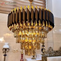 خرید، لوستر برنزی کریستالی 12 شعله بانوردهی عالی، به همراه بدنه آبکاری شده، دارای ضمانت کالا، زیرقمت بازار | هنرظریف