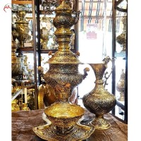 خرید آنلاین، سماور برنجی زغالی 5 لیتری کد 116 ، قلم زنی بسیار زیبا و ظریف کار دست و آبکاری شده، دارای ضمانت، شیک و آنتیک، با قیمت مناسب | هنرظریف