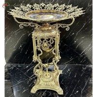 خرید آنلاین، میوه خوری کنار سالنی برنزی طرح گل لاله و پایه بسیار زیبا چینی درجه یک | هنرظریف