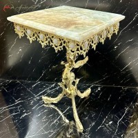 خرید آنلاین، میز خاطره برنزی طرح گل آفتابگردان و پایه های با طرح ماهی طلایی، فوق العاده زیبا، با قیمتی مناسب | هنرظریف