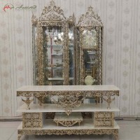 خرید آنلاین، ست جهیزیه سه پارچه برنزی در طرح گل سرخ، سنگین وزن با بدنه ی ظریف کاری شده، درای ضمانت، زیر قیمت بازار | هنرظریف