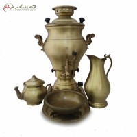 خرید آنلاین، سرویس سماور گازی برنجی طرح کد 113 در طرح ساده و شکیل ترنج با رنگ آنتیک، کیفیت عالی و طراحی کاربردی، با قیمت مناسب | هنرظریف