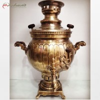 خرید آنلاین، سماور برنجی ذغال سوز در سایزهای 1 و 4 و 6 لیتری، دارای دو رنگ زرد و آنتیک، به قیمت تولیدی | هنرظریف