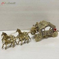 خرید آنلاین، مجسمه کالسکه 4 اسب برنزی و رنگ ثابت، پر نقش و شیک، با قیمت عالی | هنرظریف