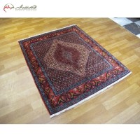 خرید آنلاین، قالیچه ی دستبافت سنندج کد 40123 مدل لچک و ترنج با زمینه ی کرم و حاشیه ی لاکی، بسیار زیبا و بادوام، زیر قیمت بازار | هنرظریف