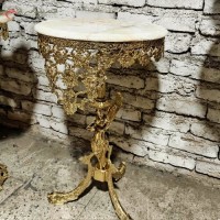 خرید آنلاین، میز تلفن طرح ملکه برنزی با صفحه سنگ مرمر در سایز کوچک ماهی در پایه ها و ستون، دارای ضمانت، زیر قیمت بازار | هنرظریف