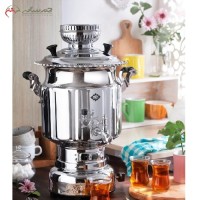 خرید آنلاین، سماور استیل گازی 6 لیتری کد 115 در طرح آتریس، پیلوت دار با دسته های نسوز و با دوام با متریال درجه یک همراه ضمانت، با قیمت مناسب | هنرظریف