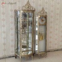 خرید آنلاین، ست بوفه سه طبقه و ساعت ایستاده زمینه سفید تمام برنزی در طرح گل رز، زیر قیمت بازار | هنرظریف