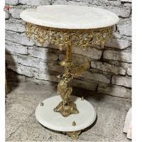 خرید آنلاین، میز تلفن در طرح فرشته بالدار برنزی با پایه های سنگی و رویه مرمر، طراحی کاملا مدرن همراه با ضمانت کیفیت، زیر قیمت بازار | هنرظریف