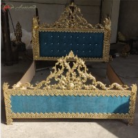 خرید آنلاین، تخت دو نفره برنزی تاج دار با رنگ بندی پارچه انتخاب با مشتری، با کیفیت فوق العاده، زیر قیمت بازار | هنرظریف