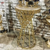 خرید آنلاین، میز تشریفات و پذیرایی برنزی با سنگ مرمر نشکن در طرح گل رز تاج دار، شکیل و زیبا، زیر قیمت بازار | هنرظریف