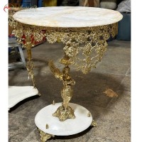 خرید آنلاین، میز تلفن پر نقش با ستون فرشته زیبا از جنس برنز، صفحه سنگ مرمر با طراحی جدید، با دوام بالا با ضمانت، به قیمت تولیدی | هنرظریف