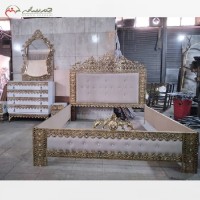 خرید آنلاین، سرویس خواب دو نفره برنزی شامل تخت و آینه و کنسول با رنگ بندی و طراحی متنوع، بسیار شیک، زیر قیمت بازار | هنرظریف