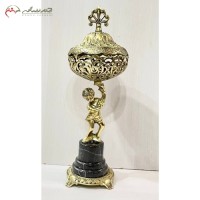 خرید آنلاین، ظرف شکلات خوری برنزی در ابعاد متوسط، ستون و پایه سنگی طرح پسر بچه ایستاده، درجه یک، زیر قیمت بازار | هنرظریف