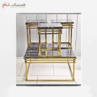 خرید آنلاین، جلو مبلی ( میز عسلی ) برنزی و رویه سنگی مشکی و پایه هایی با طراحی جدید و با دوام، به قیمت تولیدی | هنرظریف