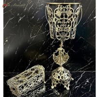 خرید، سطل و جا دستمالی بزرگ برنزی، با طرح گل و زیبا، زیر قیمت بازار | هنرظریف