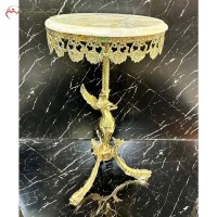 خرید آنلاین، میز خاطره برنزی طلایی رنگ طرح فرشته و شاه ماهی، صفحه سنگی مرمر اعلاء، با قیمت عالی | هنرظریف