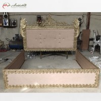 خرید آنلاین، تخت خواب برنزی دو نفره با رویه پارچه ای در طرح دلخواه شما عزیزان در رنگبندی متنوع، به قمیت مناسب | هنرظریف