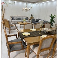 خرید آنلاین، ست مبل 7 نفره و میز ناهار خوری 8 نفره تولید شده با چوب راش و فوم HR ضخیم، دارای ضمانت، زیر قیمت بازار | هنرظریف