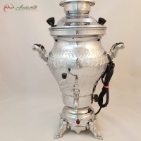 خرید آنلاین، سماور برقی 6 لیتری مدل شیوا کد 116 دارای بدنه ی برنجی، روکش آبکاری شده ی کروم همراه با گارانتی، با قیمت مناسب | هنرظریف