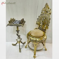 خرید آنلاین، میز شطرنج و صندلی از جنس برنز قالب دایکاست  طلایی رنگ پایه شطرنج طرح ماهی دارای ضمانت، زیر قیمت بازار | هنرظریف